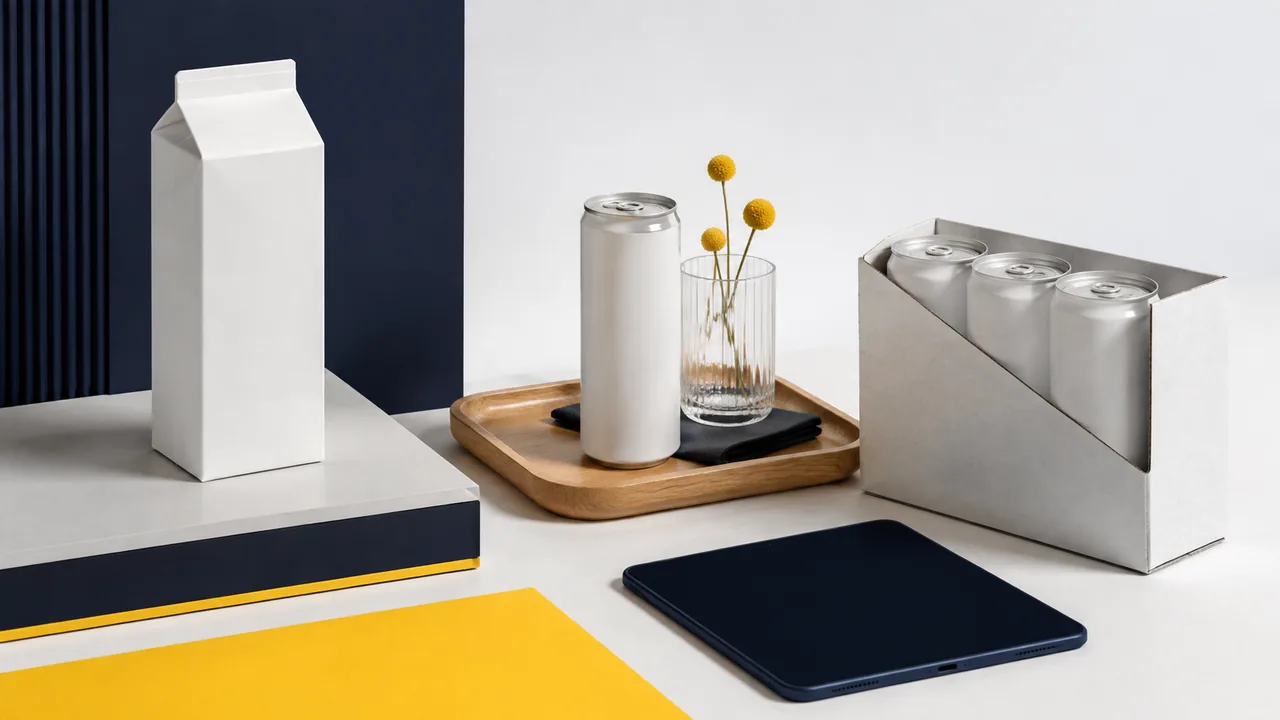 Blank beverage formats presented across retail, hospitality and delivery contexts